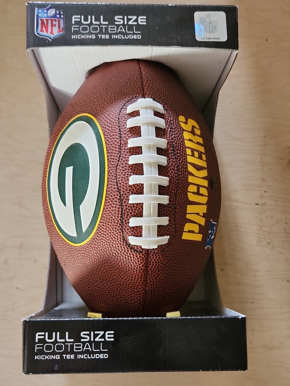 NFL Official Green Bay Packers Full Size Football With Kicking Tee